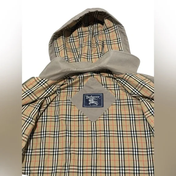 Burberry London Trench Coat Detachable Liner Hood Nova Check Beige Men US Size L - Picture 10 of 13